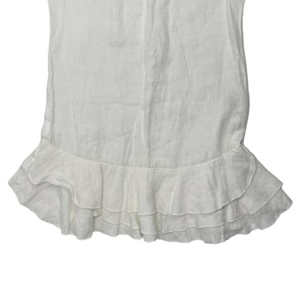 120% LINO Luxury Italian Sheer Linen Ruffle Dress SZ 38 - Picture 7 of 15